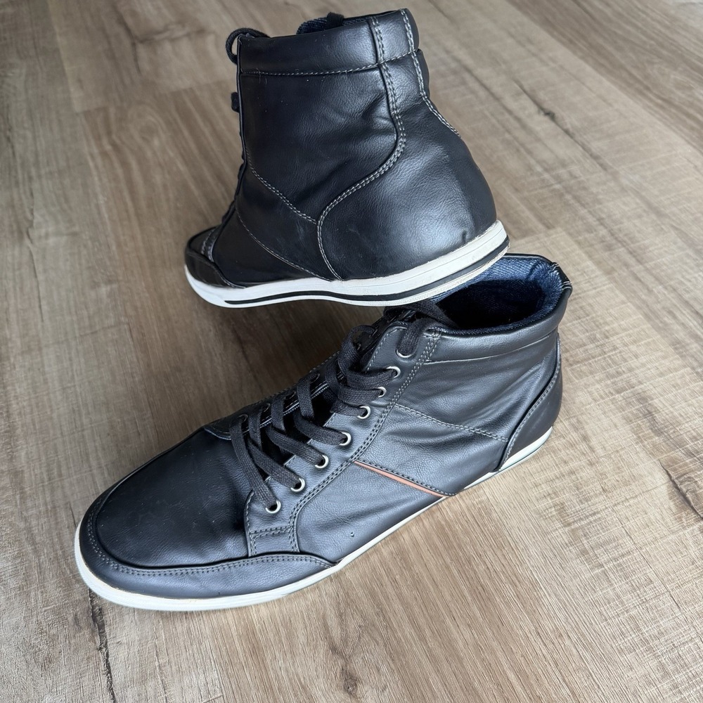 ALDO Men's Black Leather Ankle Boots Lace‎ Up Contrast Stitching Size 11 - Picture 2 of 10